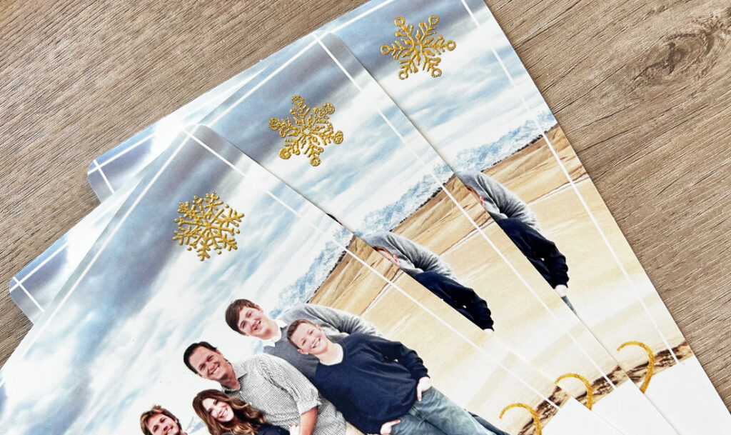 Emboss other items for the holidays. Holiday family picture cards