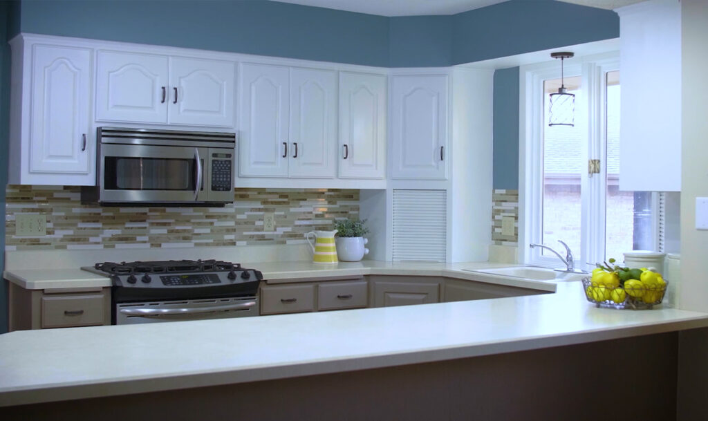 white kitchen cabinets after painting