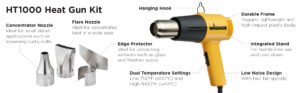 Wagner Spraytech HT1000 Heat Gun (0503008) – 2 Temp Settings 750°F & 1000°F, 120V