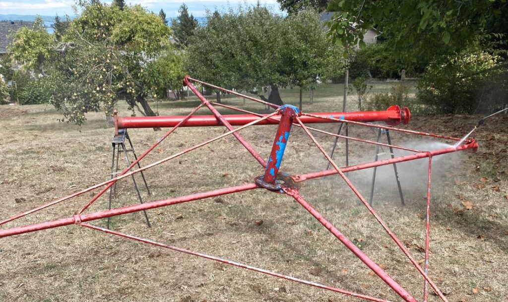 red tire swing on ground