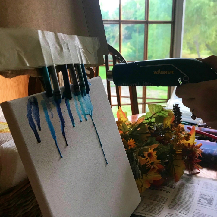 Begin melting crayons