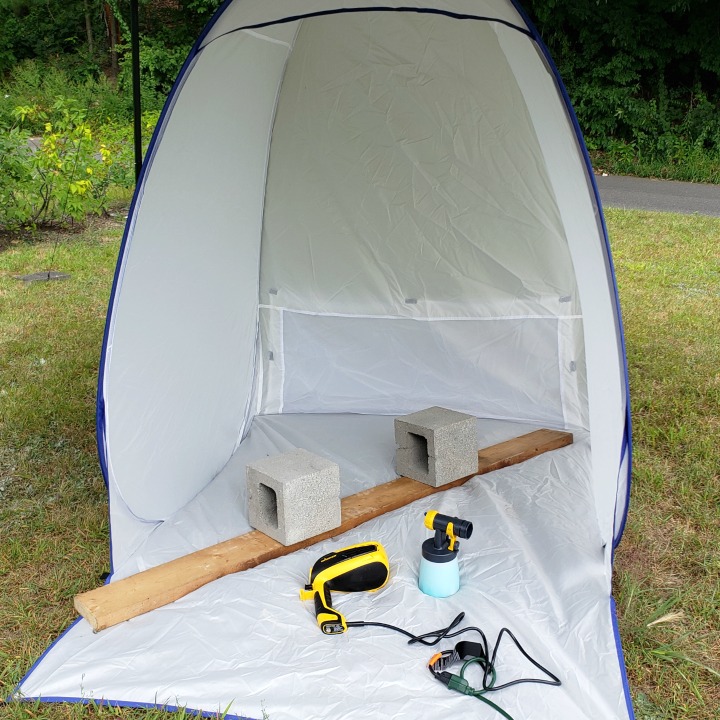 Set up spray tent
