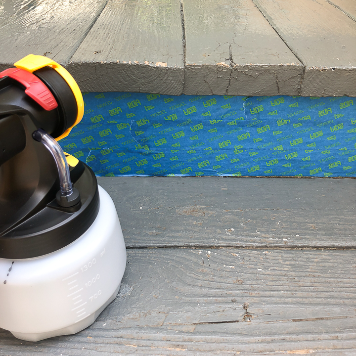 Spray the porch going backwards