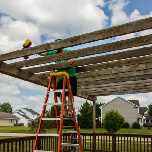 STAINING THE PERGOLA