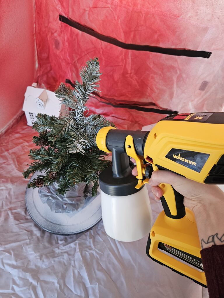 paint holiday tree with sprayer