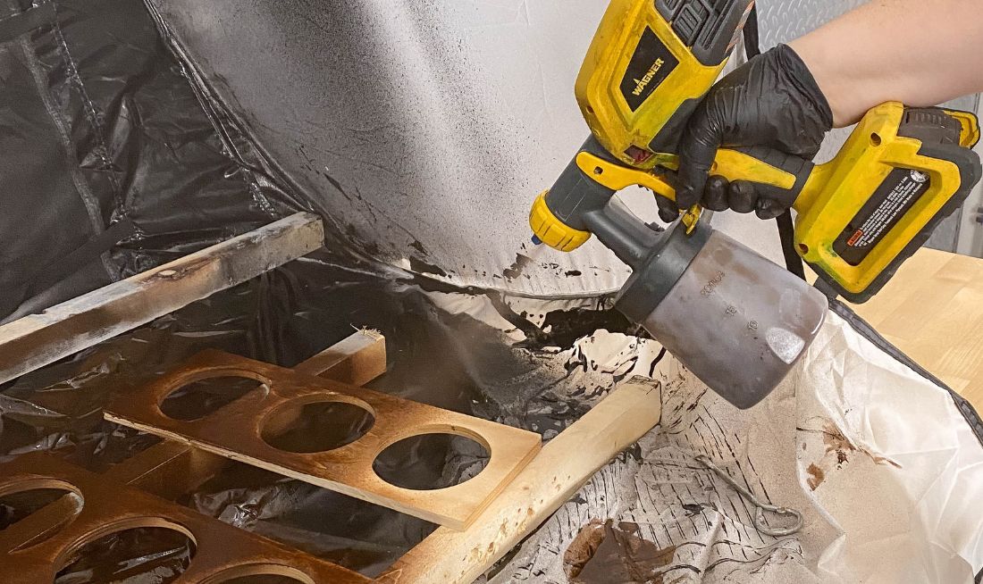spraying stain with flexio sprayer